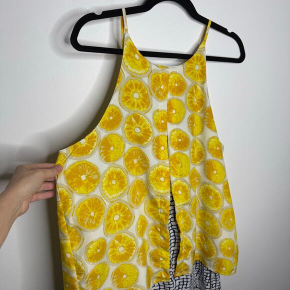 Porridge Womens Double Layer Split Back Lemon Top Size Large - Picture 3 of 9